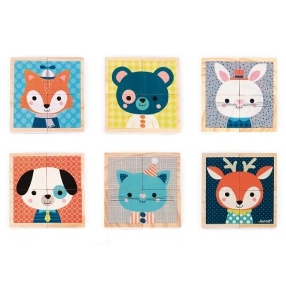 Janod My First Blocks Forest Portraits - Animals (4 wooden cubes) Brand New - Picture 10 of 13
